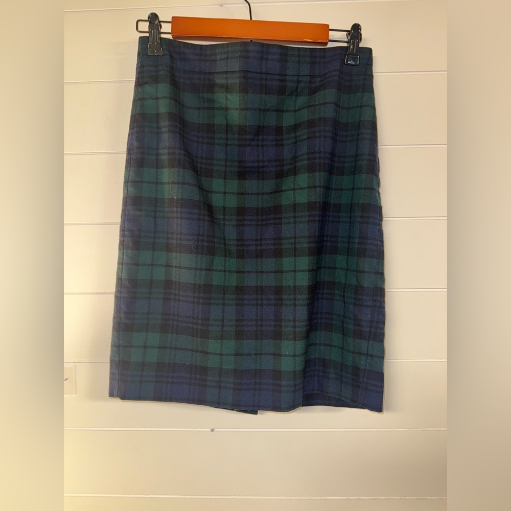 J. Crew Green and Blue Pencil Skirt Knee-Length Casual